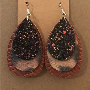 Fun Faux Leather Teardrop Earrings - brand New $10